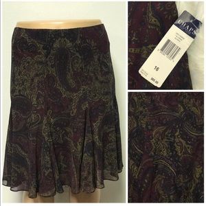 NWT Chaps Paisley Skirt